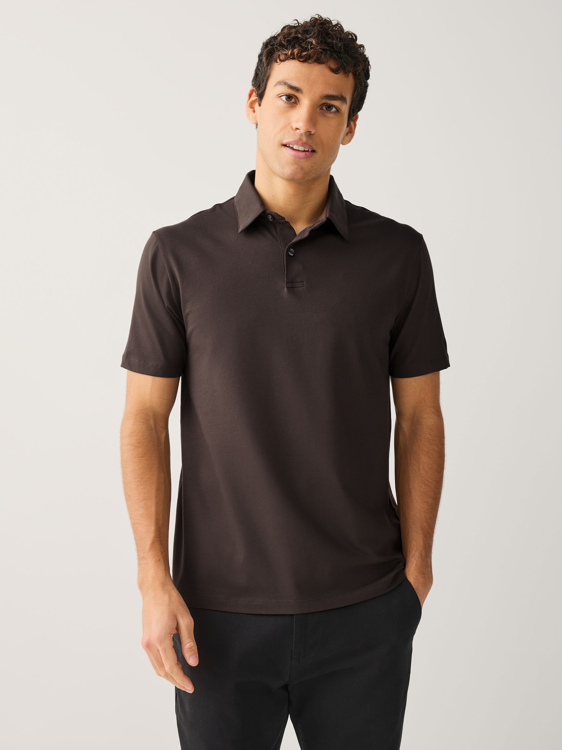 Buy Brown/Blue/Neutral Plain Motionflex Short Sleeve Jersey Polo