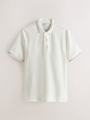 Ecru/Pink/Green Short Sleeve Tipped Pique Polo Shirts 3 Pack - Image 2 of 8