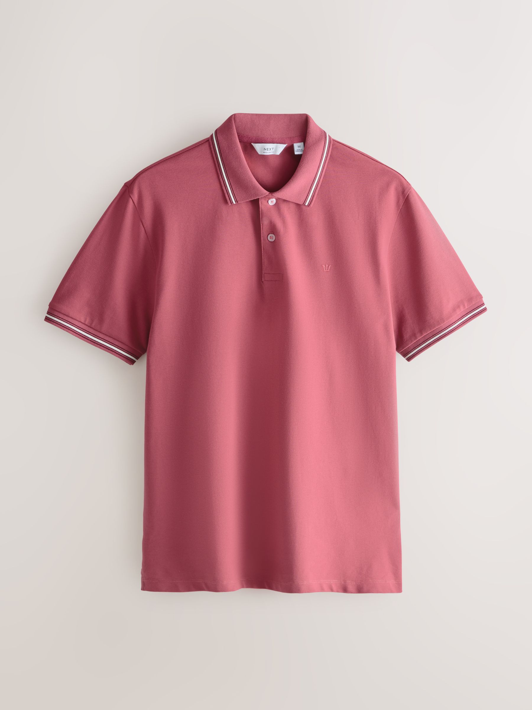 Buy Ecru/Pink/Green Short Sleeve Tipped Pique Polo Shirts 3 Pack