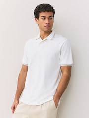 Ecru/Pink/Green Short Sleeve Tipped Pique Polo Shirts 3 Pack - Image 6 of 8