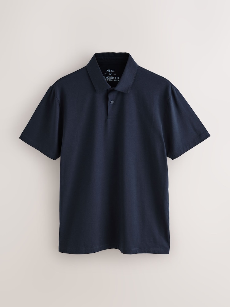 Indigo Blue Regular Fit Short Sleeve Jersey Polo Shirts 5 Pack - Image 1 of 8