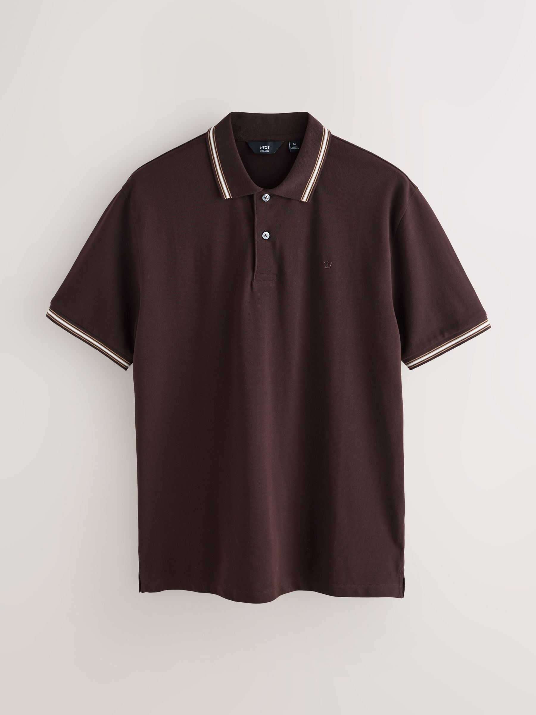Buy Black/Brown/Ecru Short Sleeve Tipped Pique Polo Shirts 3 Pack