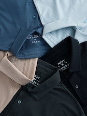 Navy/Light Blue/Green/Stone/Mid Blue Regular Fit Motionflex Short Sleeve Jersey Polo Shirts 5 Pack - Image 15 of 16