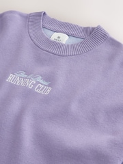 Lilac Purple Relaxed Fit Premium Mid Weight Running Club Graphic Crew Jumper - Image 8 of 9