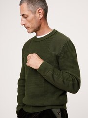 Banana Republic Green Cotton-Merino Waffle Patch Sweatshirt - Image 1 of 1