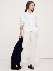Banana Republic White Boxy Cotton Poplin Shirt - Image 1 of 4