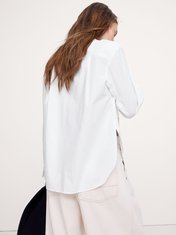 Banana Republic White Boxy Cotton Poplin Shirt - Image 2 of 4 Banana Republic White Boxy Cotton Poplin Shirt - Image 2 of 4