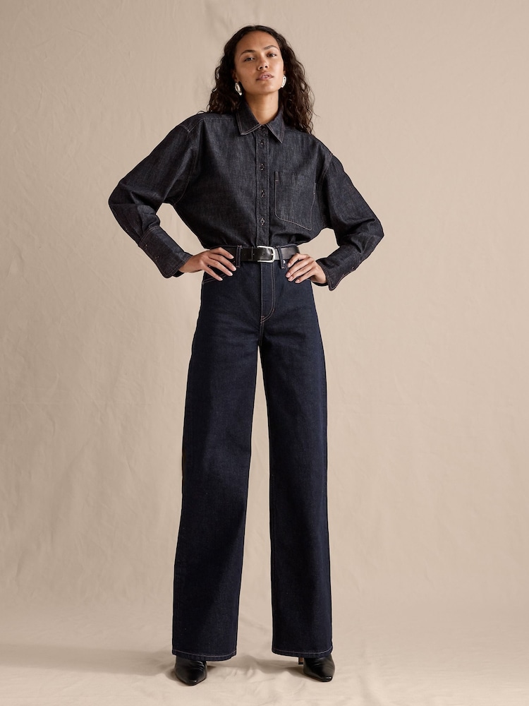 Banana Republic Blue The Icon Classic Wide-Leg Jeans - Image 1 of 5 Banana Republic Blue The Icon Classic Wide-Leg Jeans - Image 1 of 5