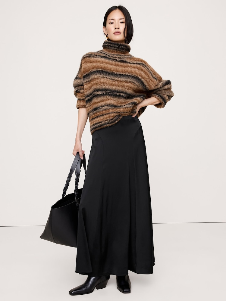 Banana Republic Black Stretch Satin Maxi Skirt - Image 1 of 1 Banana Republic Black Stretch Satin Maxi Skirt - Image 1 of 1