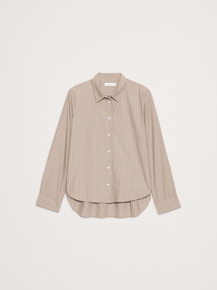 Banana Republic Beige Boxy Cotton Poplin Shirt - Image 4 of 4 Banana Republic Beige Boxy Cotton Poplin Shirt - Image 4 of 4