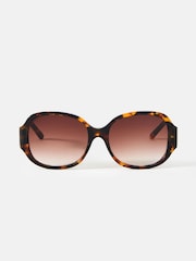 Mint Velvet Brown Tortoiseshell Round Sunglasses - Image 1 of 2