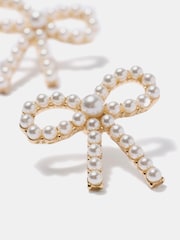 Mint Velvet Gold Tone Beaded Bow Earrings - Image 3 of 3