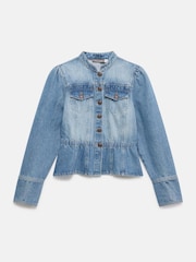 Mint Velvet Blue Puff Sleeve 100% Cotton Denim Jacket - Image 6 of 8
