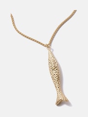 Mint Velvet Gold Tone Fish Pendant Necklace - Image 4 of 6