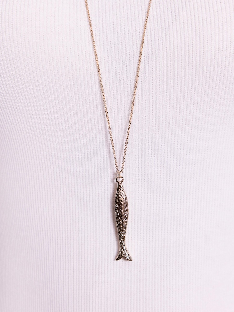 Mint Velvet Gold Tone Fish Pendant Necklace - Image 6 of 6
