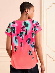 Love & Roses Pink Animal Ombre Crew Neck Jersey T-Shirt - Image 3 of 4