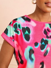 Love & Roses Pink Animal Ombre Crew Neck Jersey T-Shirt - Image 4 of 4