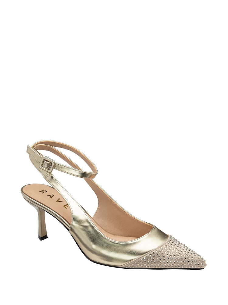 Ravel Gold Sling Back Court Shoes - Image 1 of 4 Ravel Gold Sling Back Court Shoes - Image 1 of 4