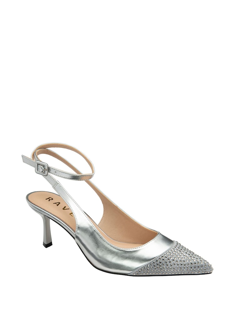 Ravel Silver Sling Back Court Shoes - Image 2 of 4 Ravel Silver Sling Back Court Shoes - Image 2 of 4