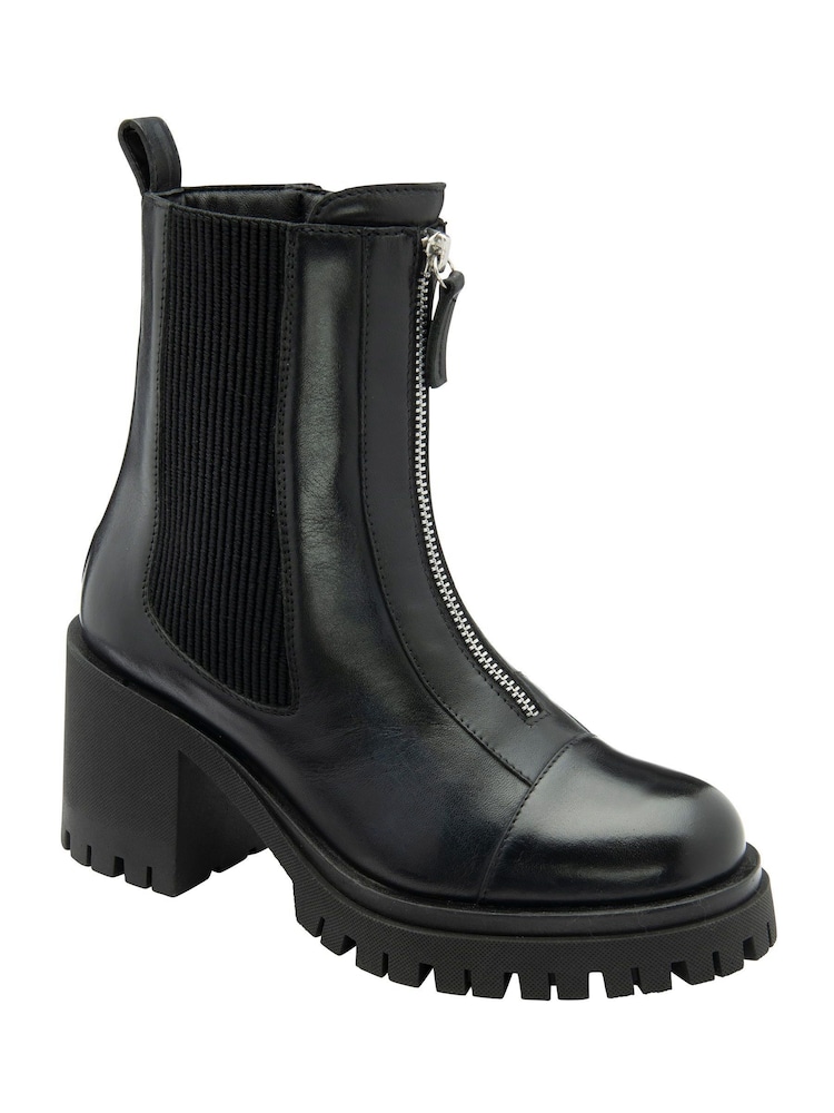 Ravel Black Leather Ankle Boots - Image 1 of 4