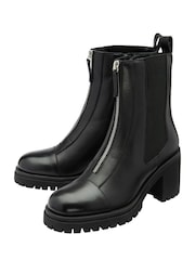 Ravel Black Leather Ankle Boots - Image 2 of 4