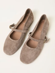 Taupe - FatFace Σουέτ Mary Jane Φλατ παπούτσια - Εικόνα 4 από 4