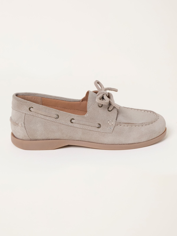FatFace Stone Suede Boat Shoe Flat - Image 1 of 3