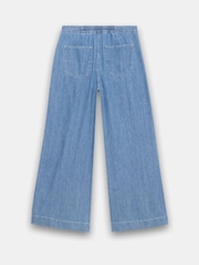 Mint Velvet Blue 100% Cotton Tie Waist Wide Jeans - Image 8 of 8