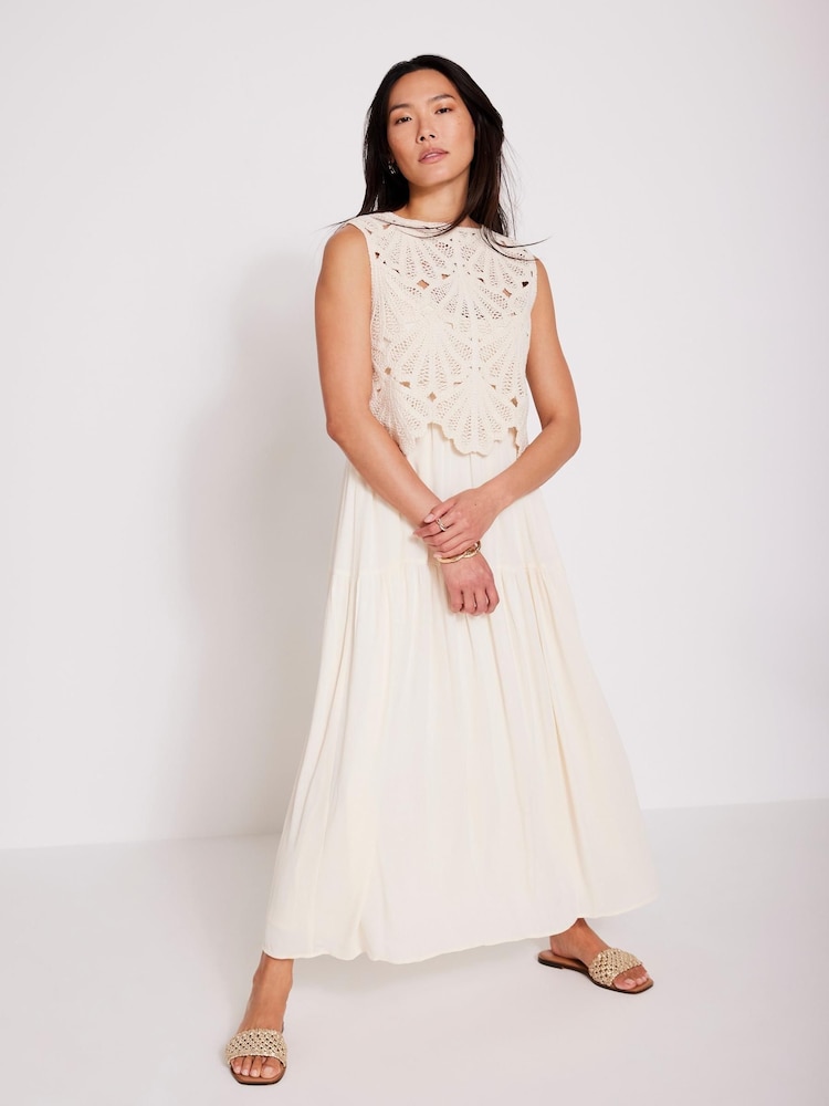 Mint Velvet Natural Crochet Midi Dress - Image 2 of 7