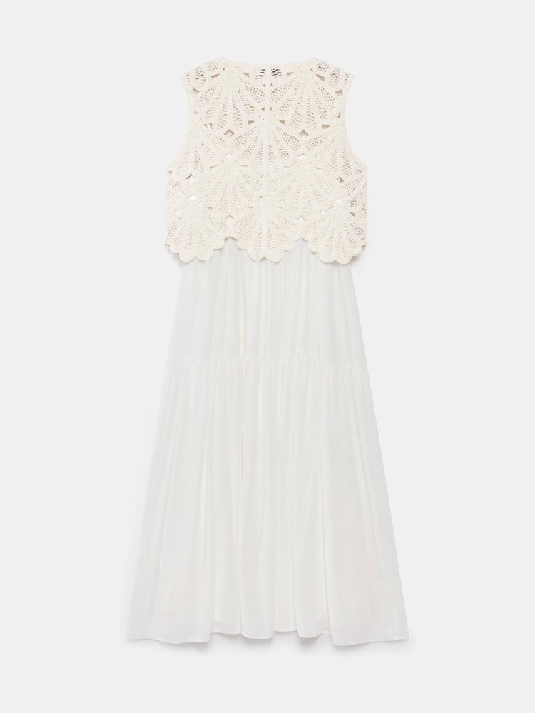 Mint Velvet Natural Crochet Midi Dress - Image 7 of 7