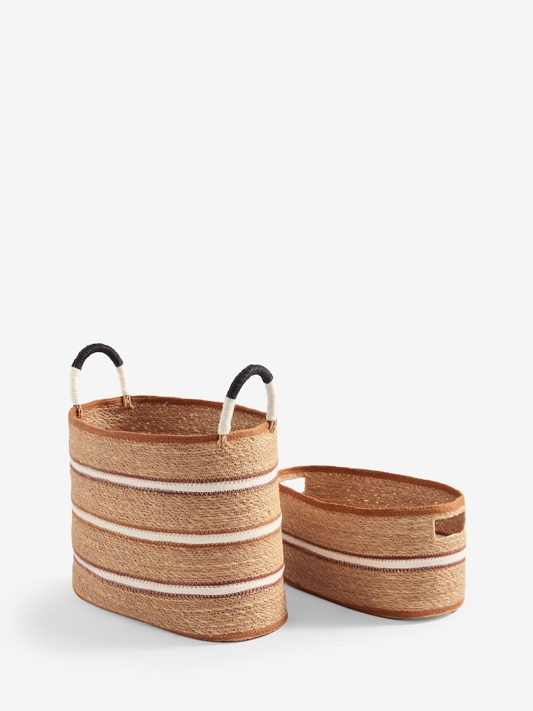 Set of 2 Neutral Striped Baskets - Image 4 of 4