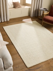 Light Natural Wool Border Rug - Image 1 of 5