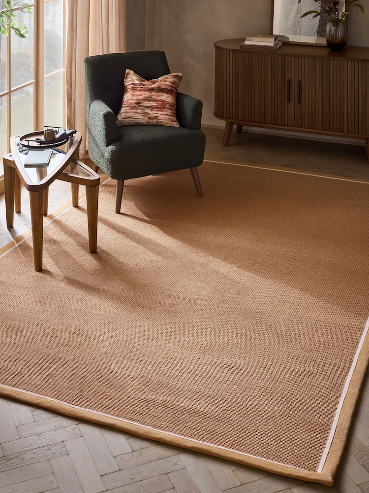 Natural Taped Border Jute Rug - Image 1 of 5 Natural Taped Border Jute Rug - Image 1 of 5