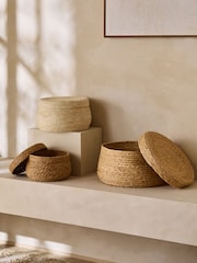 Set of 3 Neutral Mixed Woven Storage Baskets - Image 2 of 4