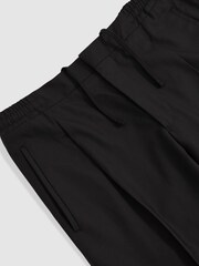 Reiss Black Hove Tapered Drawstring Tailored Trousers - Image 5 of 5