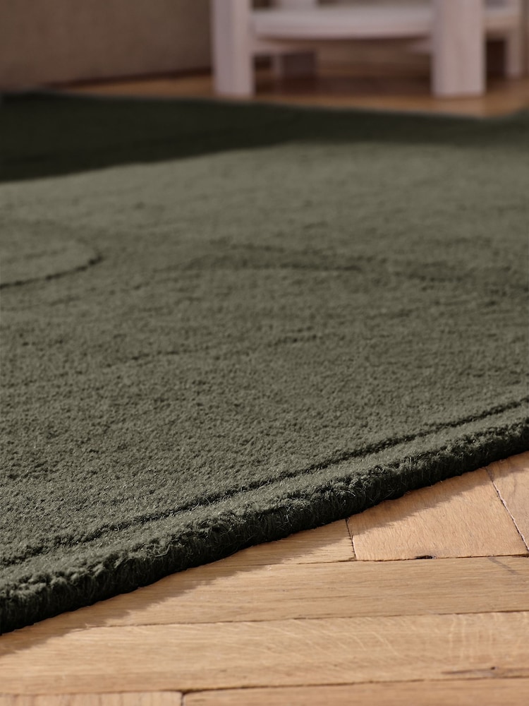 Green Carved Geo Abstract Rug - Image 2 of 7