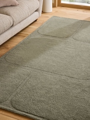 Green Carved Geo Abstract Rug - Image 4 of 7