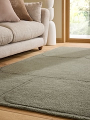 Green Carved Geo Abstract Rug - Image 5 of 7