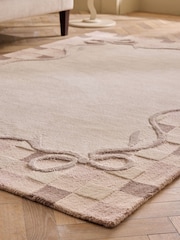 Natural Checkered Bow Border Rug - Image 2 of 6