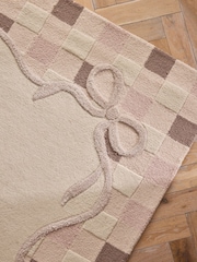 Natural Checkered Bow Border Rug - Image 3 of 6