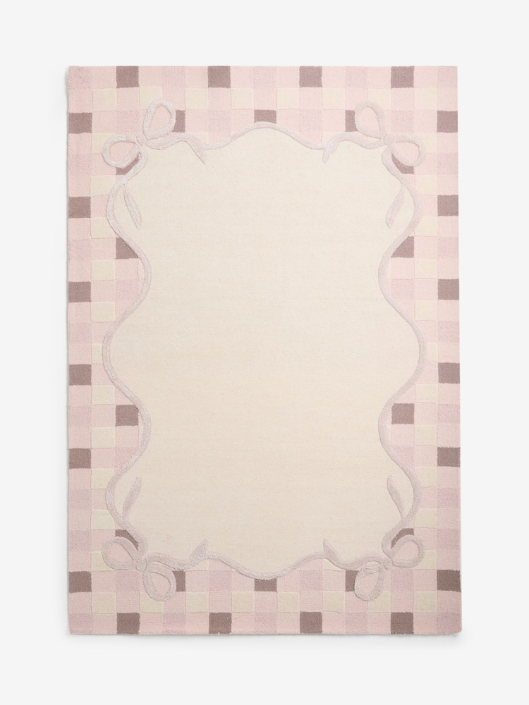 Natural Checkered Bow Border Rug - Image 6 of 6