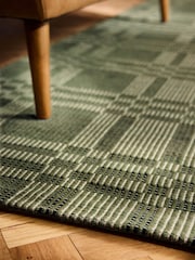 Green Geo Check Woven Rug - Image 3 of 5