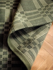Green Geo Check Woven Rug - Image 4 of 5