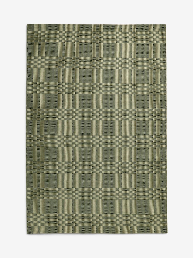 Green Geo Check Woven Rug - Image 5 of 5