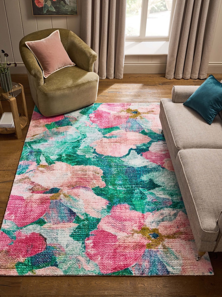 Pink Bold Blurred Floral Rug - Image 1 of 5