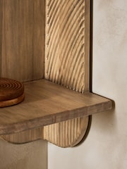 Neutral Carved Wood Corner Shelf - Image 3 of 5