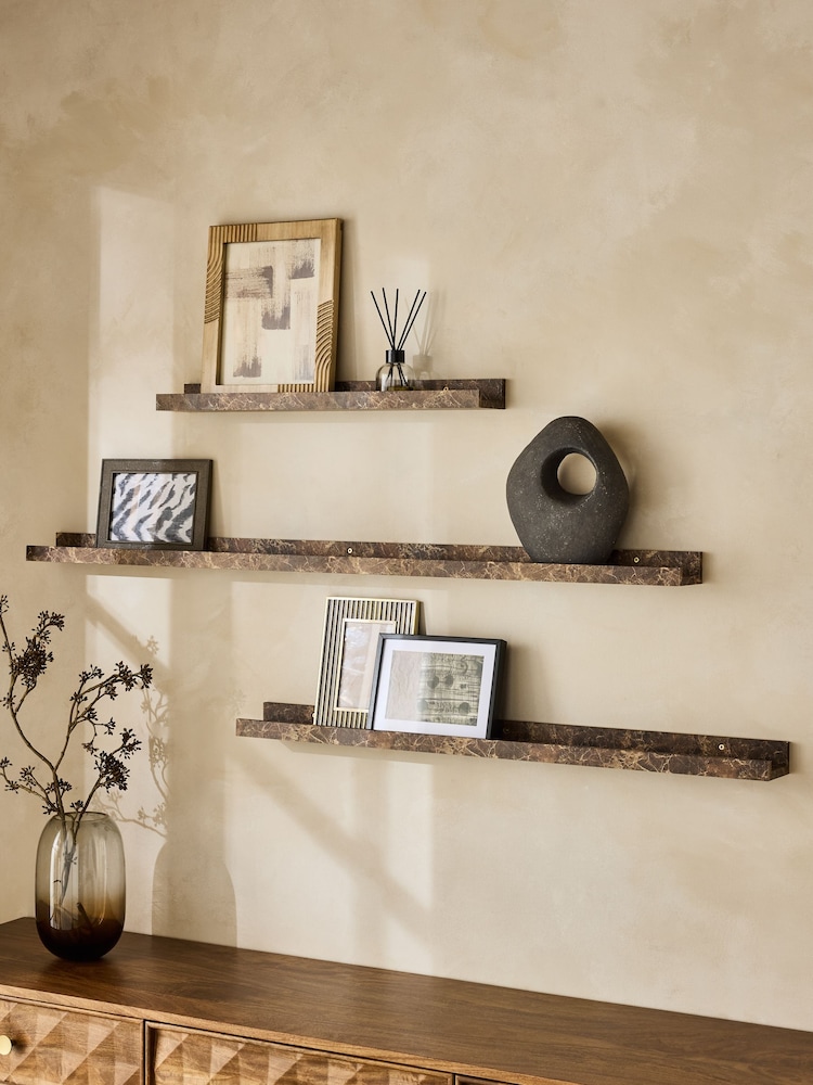 Brown Marble Effect Picture Shelf - Image 1 of 6