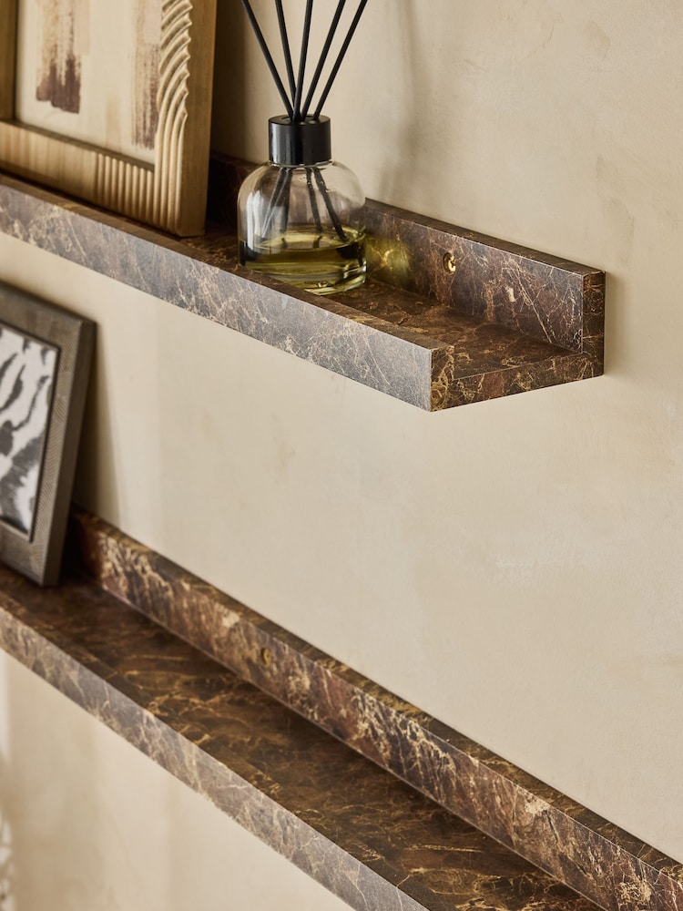 Brown Marble Effect Picture Shelf - Image 2 of 6