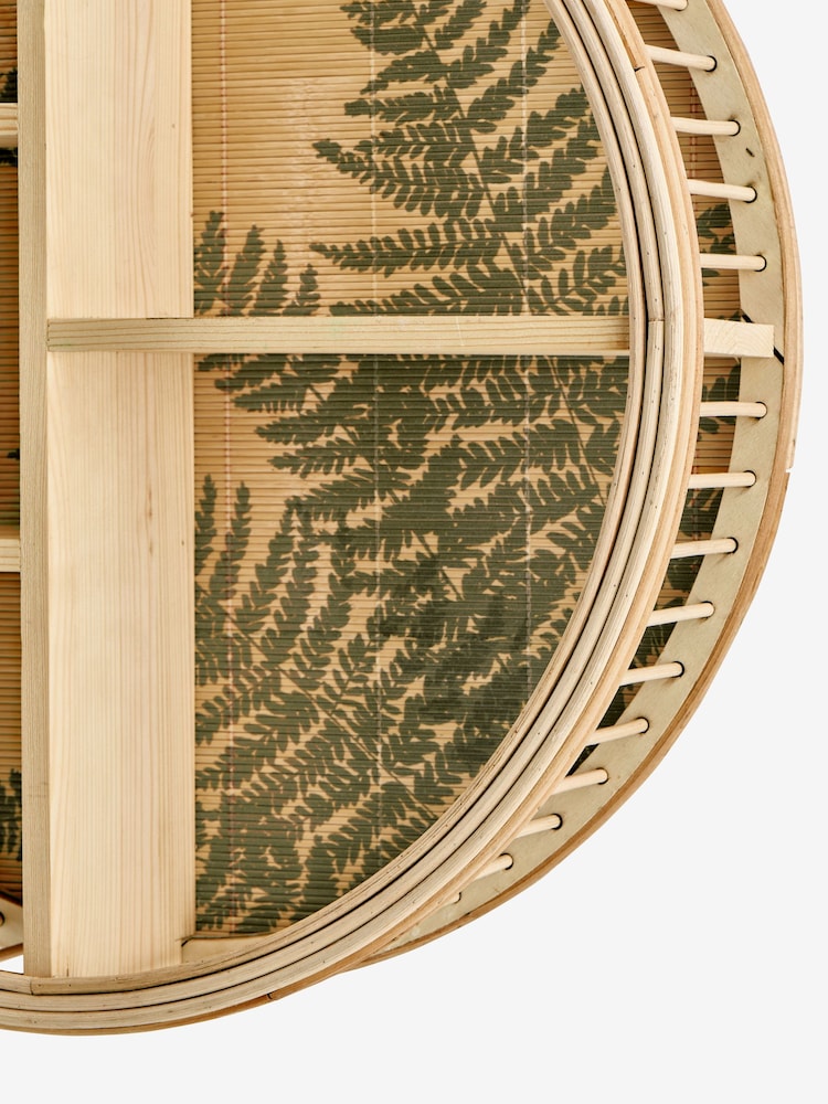 Neutral Leaf Rattan Round Wall Shelf - Image 5 of 5