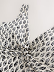 Cream/Black Woodblock Plunge Tummy Control Swimsuit - Image 3 of 4